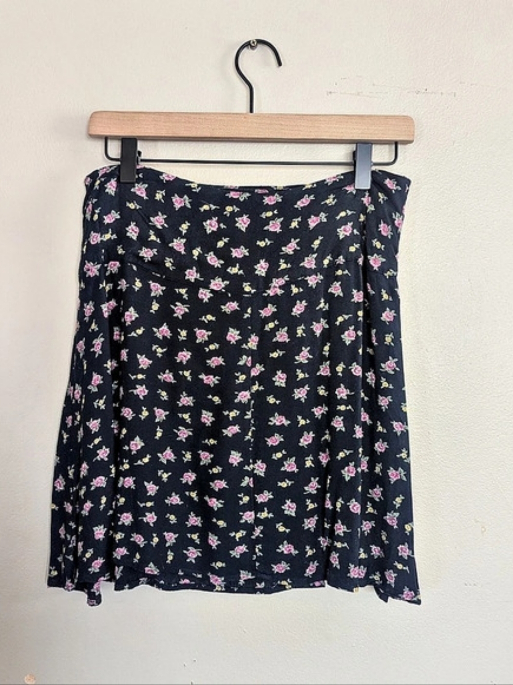 90s atlast&co Moody Floral WrapMini Skirt Navy & Pink Soft Grunge Cottagecore